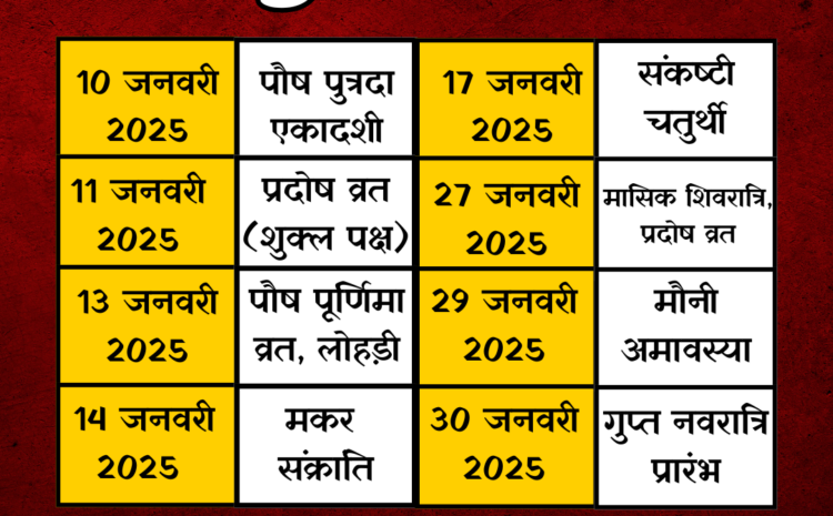  January 2025 Vrat Tyohar List: विनायक चतुर्थी से लेकर राम लला दिवस तक, जनवरी में आएंगे ये सभी बड़े त्योहार