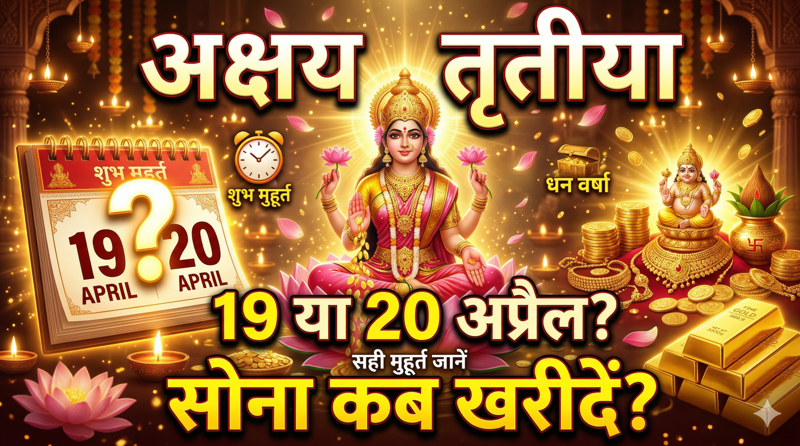 Akshaya Tritiya 2026 Date And Time : अक्षय तृतीया 19 या 20 अप्रैल ? जानिए सही तिथि, शुभ मुहूर्त, महत्व और सोना खरीदने का सटीक समय….