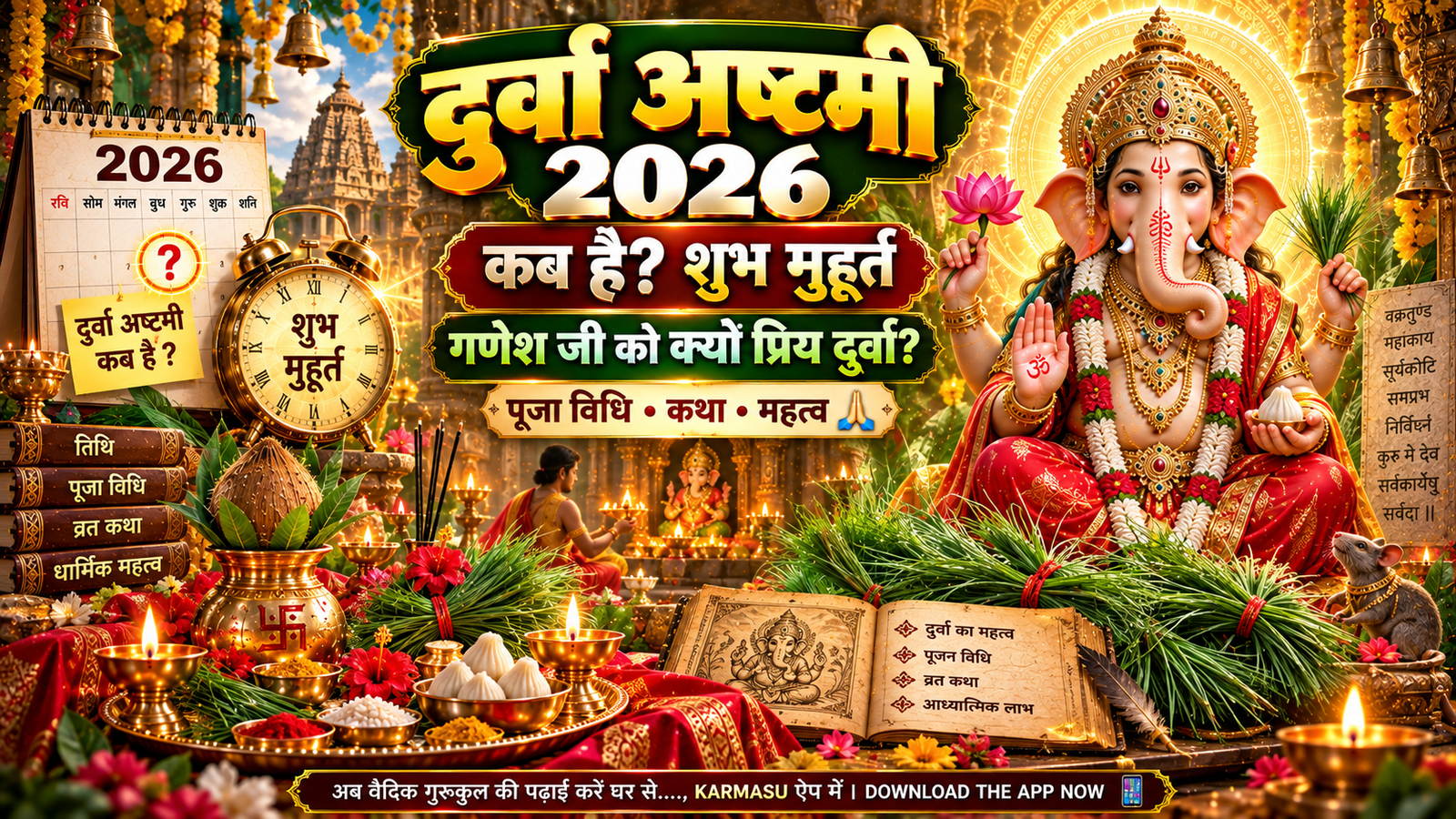 Durva Ashtami 2026 Date And Time : दुर्वा अष्टमी तिथि, पूजा विधि, कथा, महत्व और गणेश जी को क्यों प्रिय है दूर्वा….