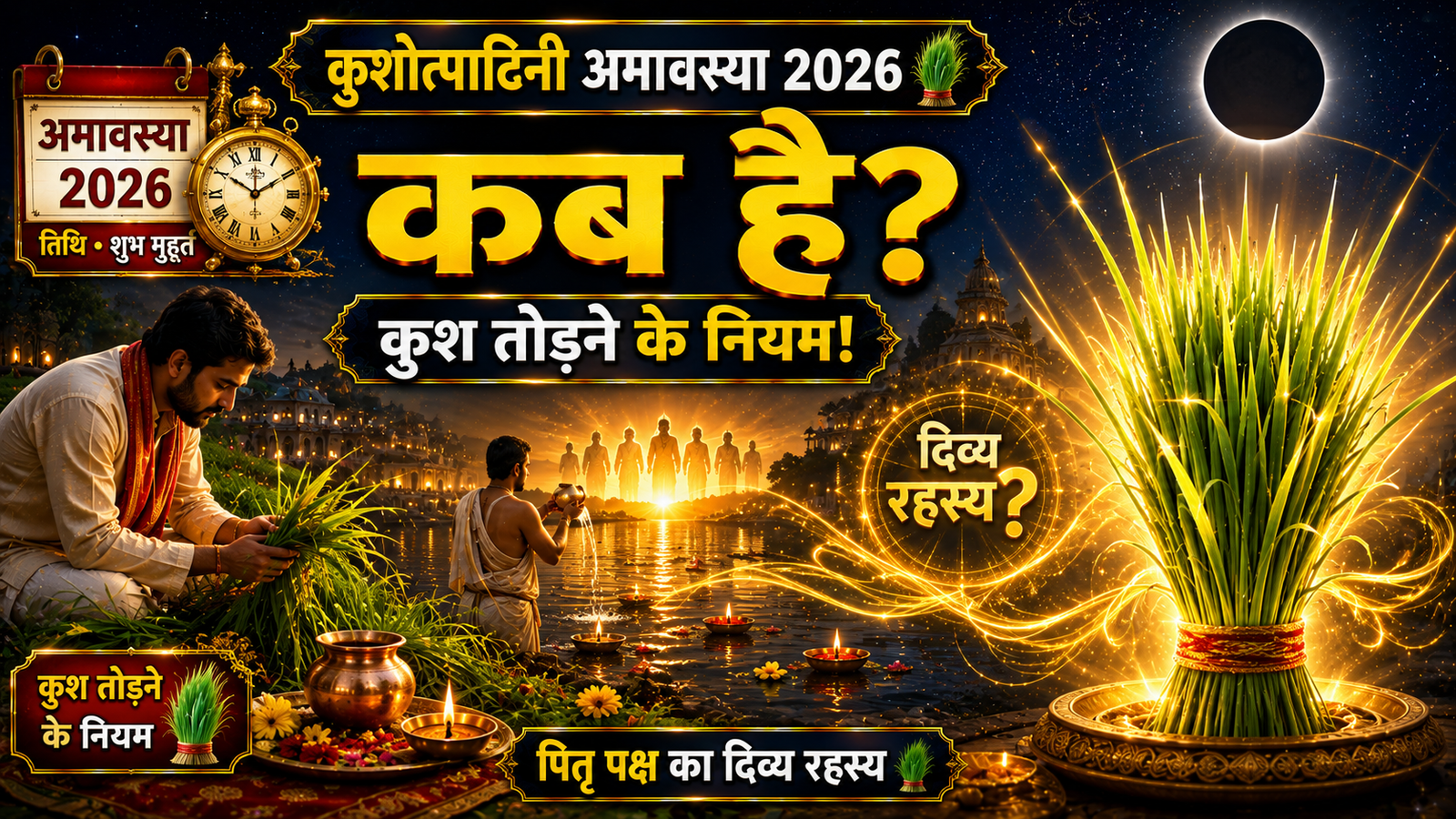Kushotpatini Amavasya 2026 Date And Time : कुशोत्तमति अमावस्या तिथि, शुभ मुहूर्त, महत्व, कुश तोड़ने के नियम और पितृ पक्ष का दिव्य रहस्य….