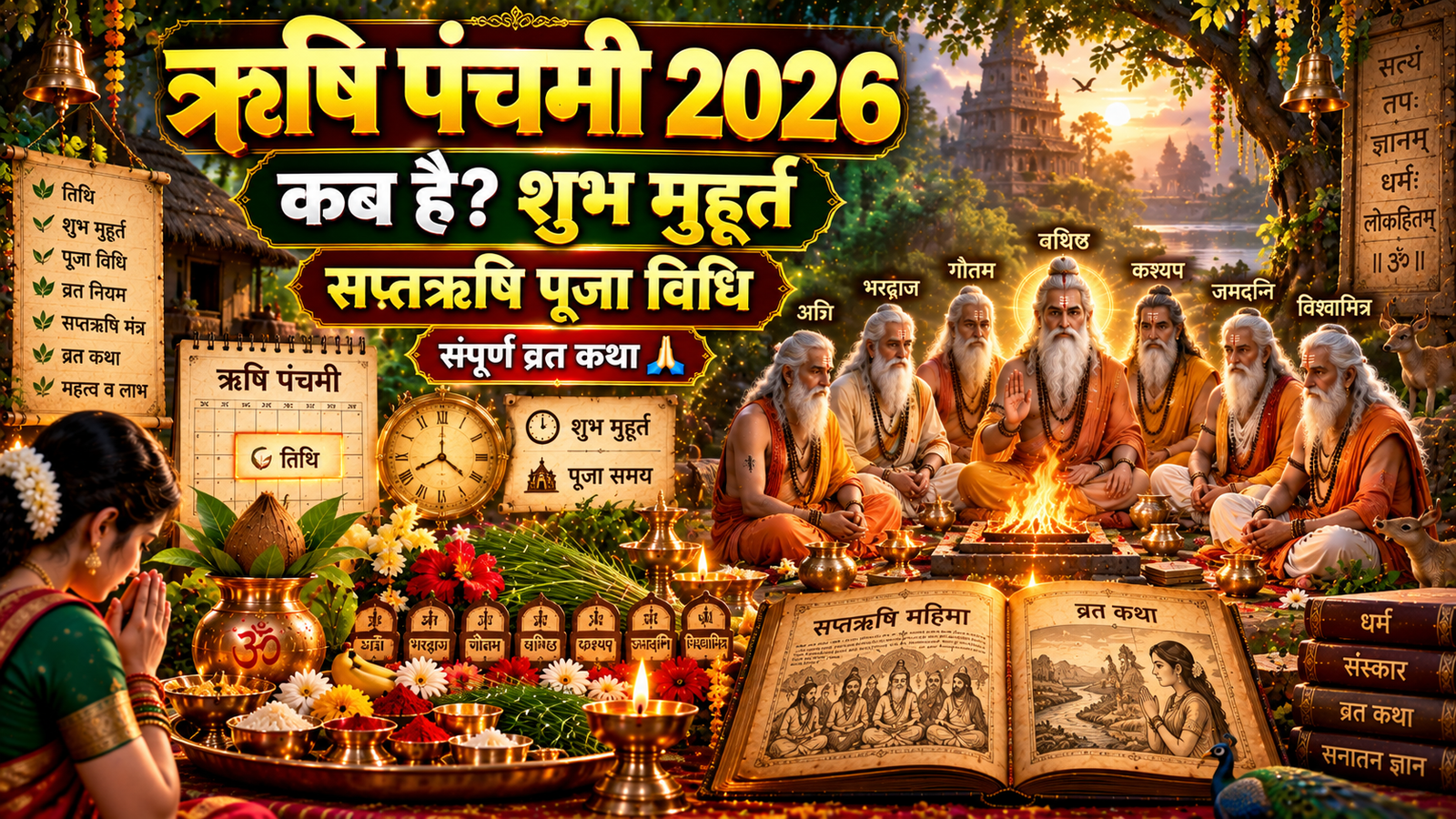 Rishi Panchami 2026 Date And Time : ऋषि पंचमी तिथि, सप्तऋषि पूजा विधि, शुभ मुहूर्त और संपूर्ण व्रत कथा….